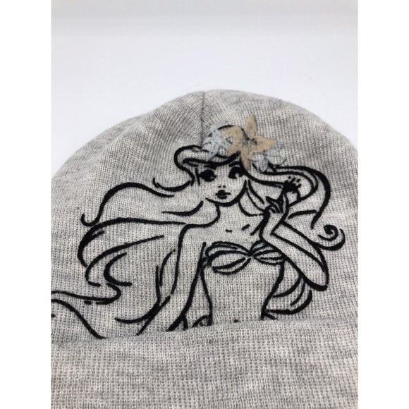 Disney Torrid THE LITTLE MERMAID Winter Knit Hat Cap Gray w/Black Embroidery - Picture 2 of 6